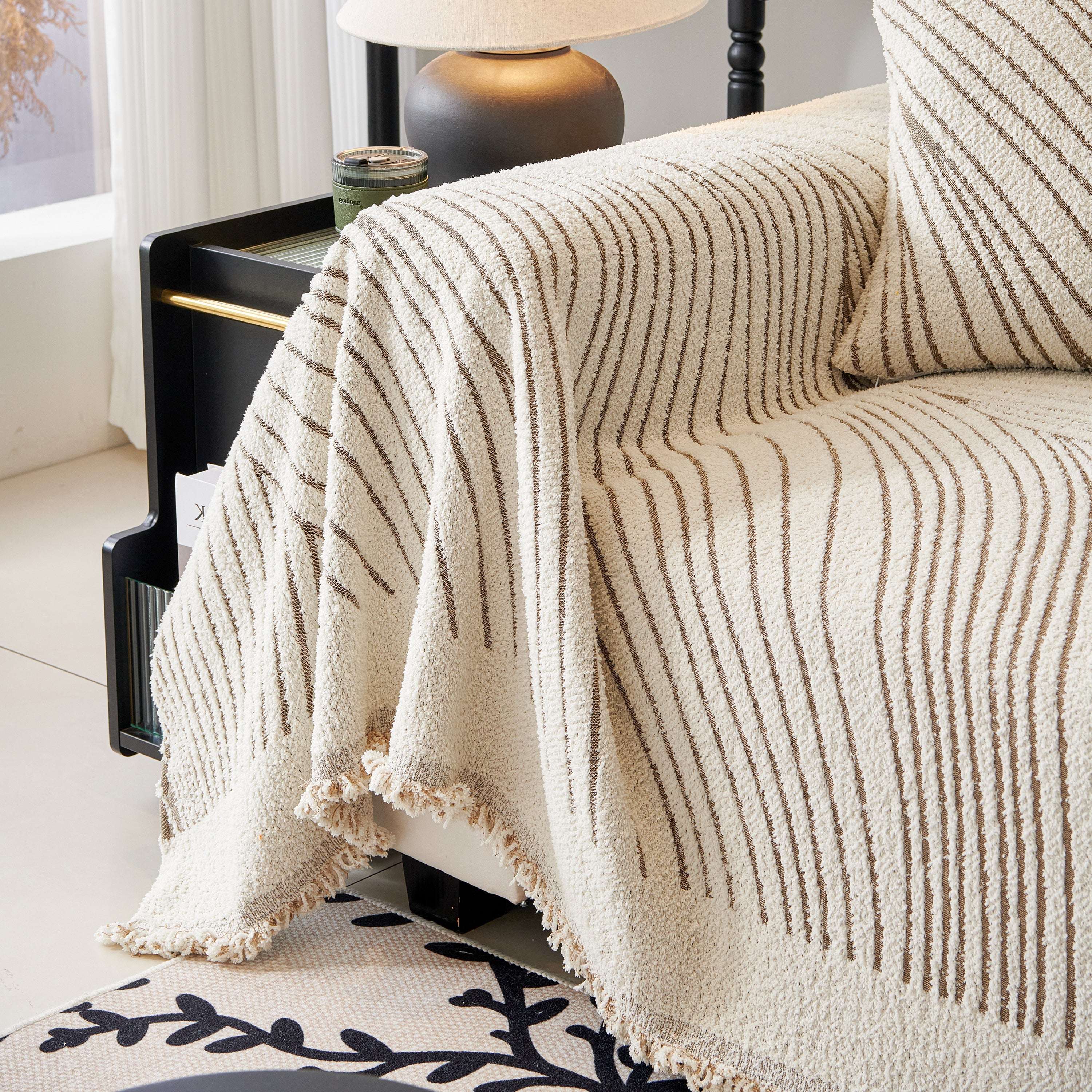 Cozy Striped Sofa Throw Blanket L Shaped Sectional Couch Covers Luxury Throws for Sofas