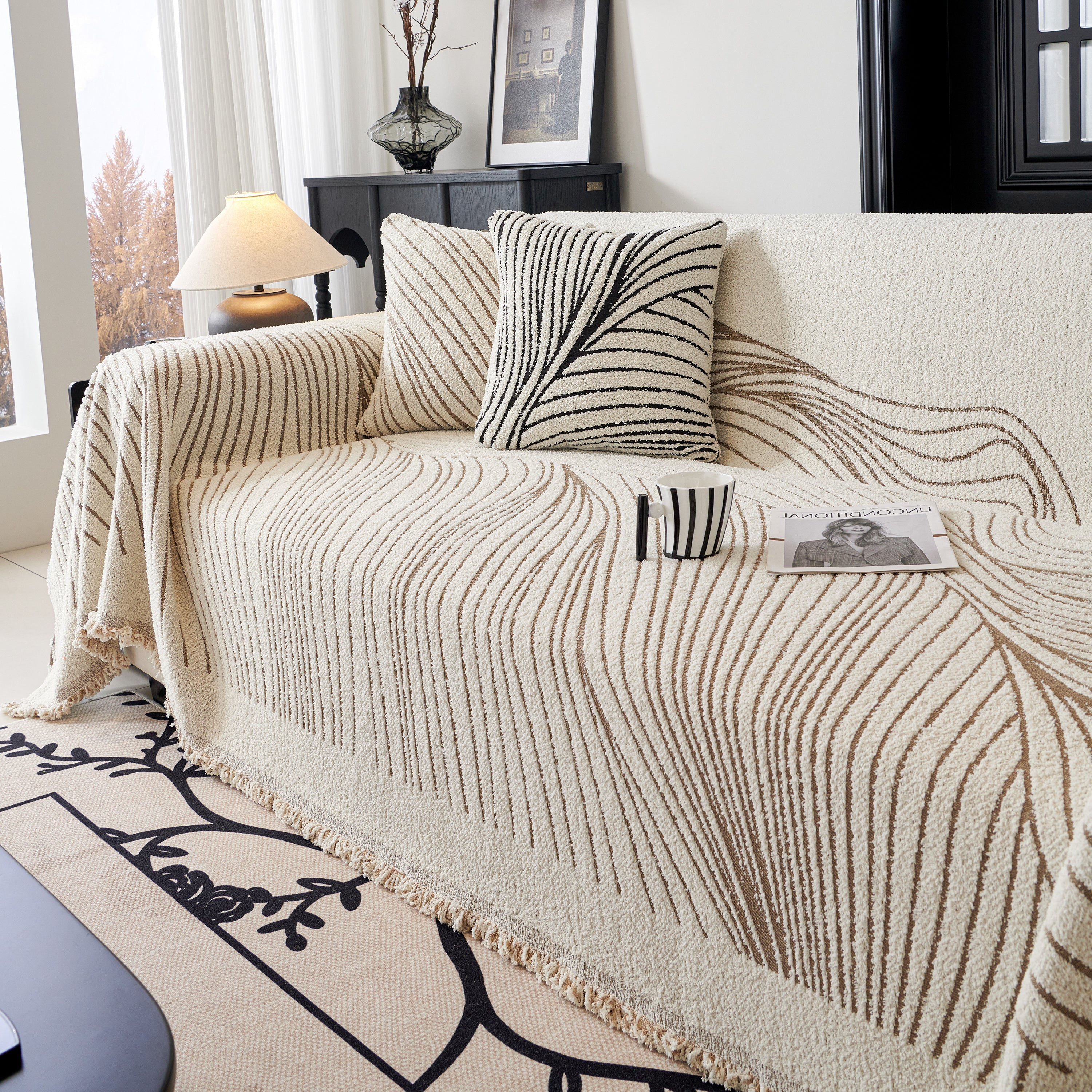 Cozy Striped Sofa Throw Blanket L Shaped Sectional Couch Covers Luxury Throws for Sofas