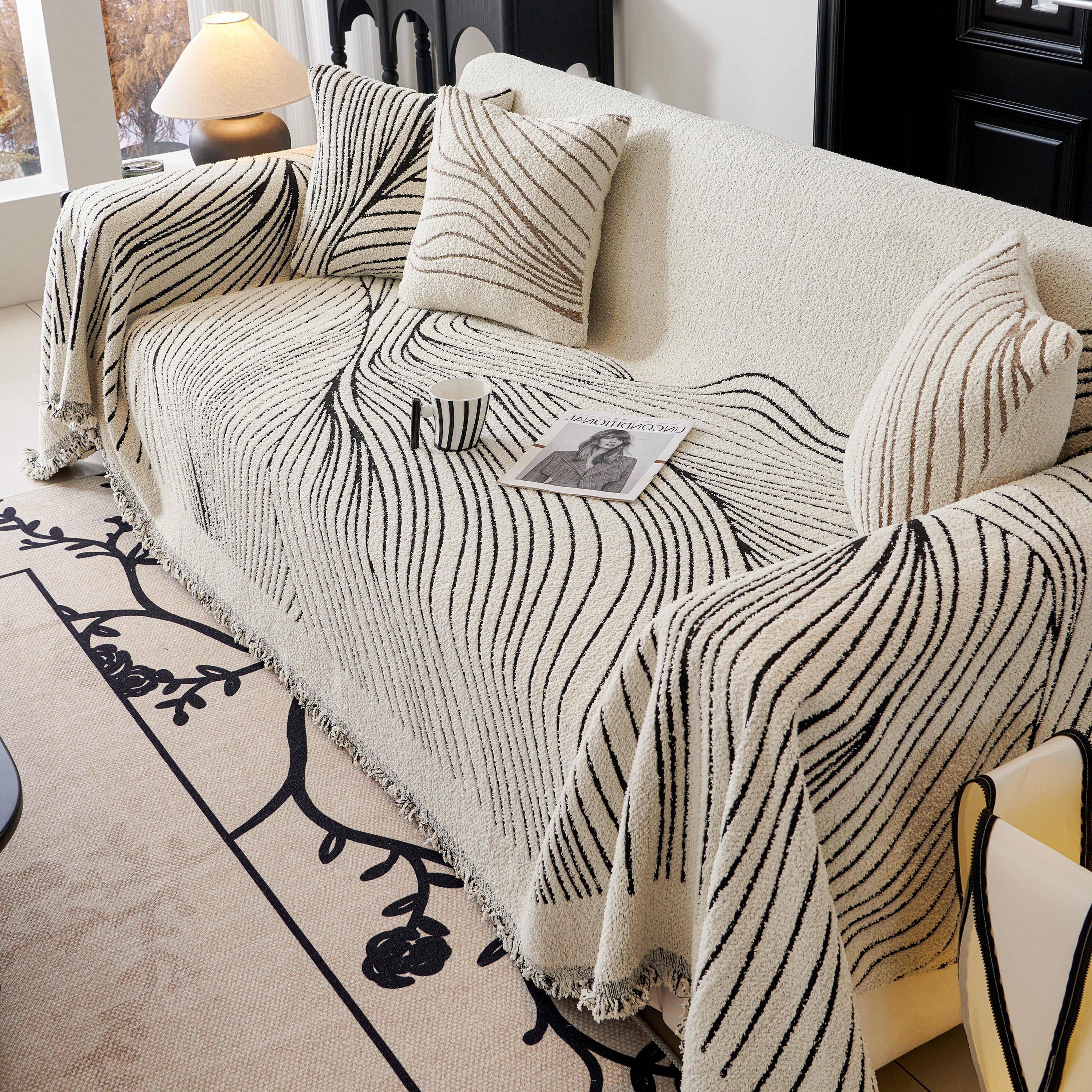 Cozy Striped Sofa Throw Blanket L Shaped Sectional Couch Covers Luxury Throws for Sofas