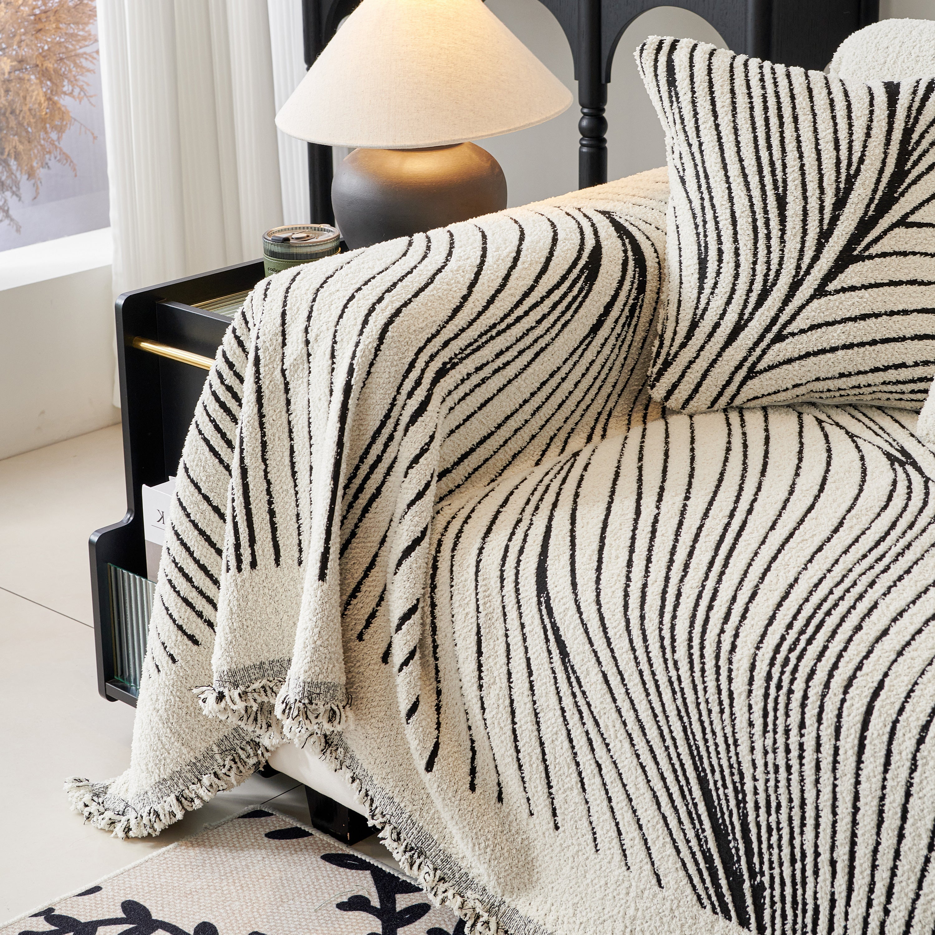 Cozy Striped Sofa Throw Blanket L Shaped Sectional Couch Covers Luxury Throws for Sofas
