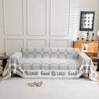 Chenille Houndstooth Sofa Throw Cover, Scratch Proof Cozy Throw Blankets for Couch