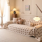 Plush Fleece Sofa Cover Throw, Soft Textured Polka Dot Couch Protector Blanket for Pets
