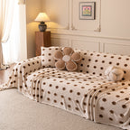 Plush Fleece Sofa Cover Throw, Soft Textured Polka Dot Couch Protector Blanket for Pets