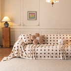 Plush Fleece Sofa Cover Throw, Soft Textured Polka Dot Couch Protector Blanket for Pets