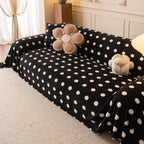 Plush Fleece Sofa Cover Throw, Soft Textured Polka Dot Couch Protector Blanket for Pets