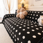 Plush Fleece Sofa Cover Throw, Soft Textured Polka Dot Couch Protector Blanket for Pets