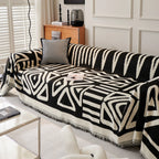 Chenille Geometric Sofa Throw Blanket, Boho Washable Furniture Throw Covers for Sofa