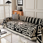 Chenille Geometric Sofa Throw Blanket, Boho Washable Furniture Throw Covers for Sofa