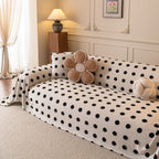 Plush Fleece Sofa Cover Throw, Soft Textured Polka Dot Couch Protector Blanket for Pets