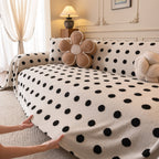 Plush Fleece Sofa Cover Throw, Soft Textured Polka Dot Couch Protector Blanket for Pets