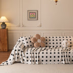 Plush Fleece Sofa Cover Throw, Soft Textured Polka Dot Couch Protector Blanket for Pets