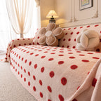 Plush Fleece Sofa Cover Throw, Soft Textured Polka Dot Couch Protector Blanket for Pets