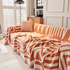 Chenille Geometric Sofa Throw Blanket, Boho Washable Furniture Throw Covers for Sofa