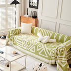 Chenille Geometric Sofa Throw Blanket, Boho Washable Furniture Throw Covers for Sofa