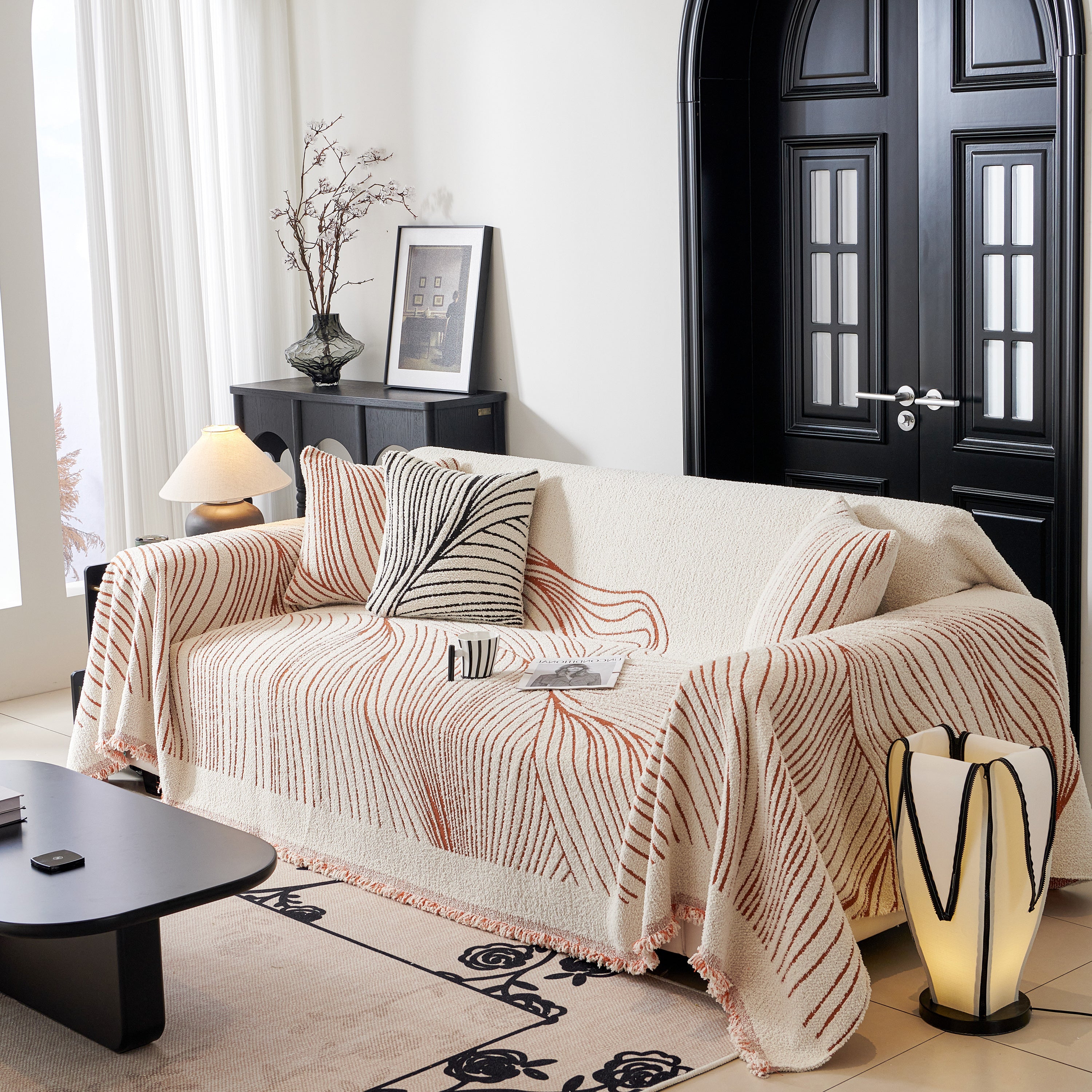Cozy Striped Sofa Throw Blanket L Shaped Sectional Couch Covers Luxury Throws for Sofas