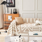 Chenille Geometric Sofa Throw Blanket, Boho Washable Furniture Throw Covers for Sofa