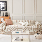 Chenille Geometric Sofa Throw Blanket, Boho Washable Furniture Throw Covers for Sofa
