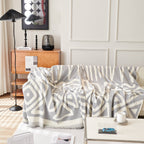 Chenille Geometric Sofa Throw Blanket, Boho Washable Furniture Throw Covers for Sofa