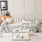 Chenille Geometric Sofa Throw Blanket, Boho Washable Furniture Throw Covers for Sofa