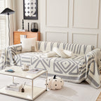 Chenille Geometric Sofa Throw Blanket, Boho Washable Furniture Throw Covers for Sofa