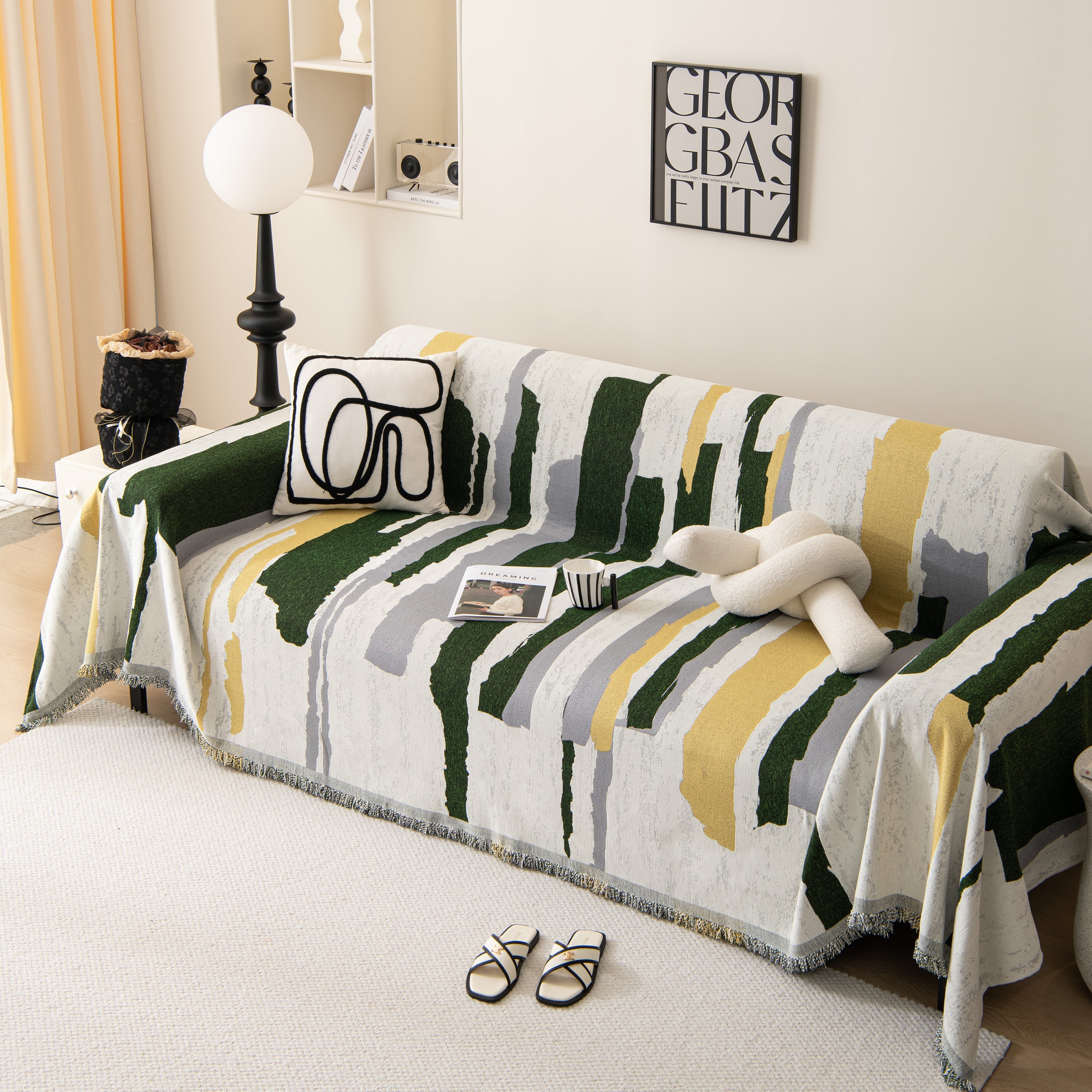 Colorful Chenille Sofa Throw Cover, Fashionable Soft Washable Couch Protector, Sectional Sofa Covers