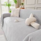 Solid Color Chenille Sofa Throw Blanket, Cozy & Easy Care Fringed Furniture Protector