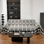 Chenille Houndstooth Sofa Throw Cover, Scratch Proof Cozy Throw Blankets for Couch