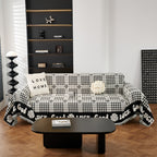 Chenille Houndstooth Sofa Throw Cover, Scratch Proof Cozy Throw Blankets for Couch