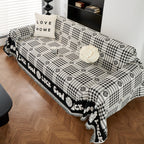 Chenille Houndstooth Sofa Throw Cover, Scratch Proof Cozy Throw Blankets for Couch