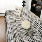 Chenille Houndstooth Sofa Throw Cover, Scratch Proof Cozy Throw Blankets for Couch