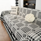 Chenille Houndstooth Sofa Throw Cover, Scratch Proof Cozy Throw Blankets for Couch