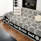 Chenille Houndstooth Sofa Throw Cover, Scratch Proof Cozy Throw Blankets for Couch
