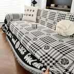 Chenille Houndstooth Sofa Throw Cover, Scratch Proof Cozy Throw Blankets for Couch