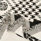 Chenille Houndstooth Sofa Throw Cover, Scratch Proof Cozy Throw Blankets for Couch