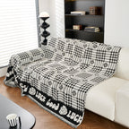 Chenille Houndstooth Sofa Throw Cover, Scratch Proof Cozy Throw Blankets for Couch