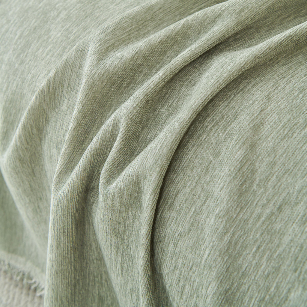 Solid Color Chenille Sofa Throw Blanket, Modern Decor Soft Couch Cover with Fringes