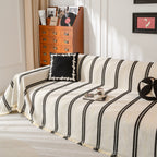 Boho Couch Throw Blanket with Textured Stripes, Sofa Cover for Living Room Decor