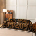 Modern Boho Chenille Sofa Cover Throw Blanket, Abstract Geometric Pattern Couch Cover