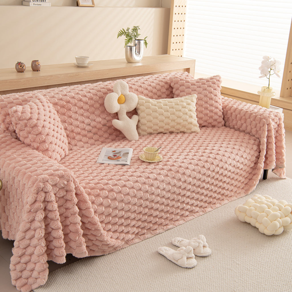 Thick Plush Faux Fur Couch Cover Blanket Warm Fuzzy Blanket Couch Protector for Winter
