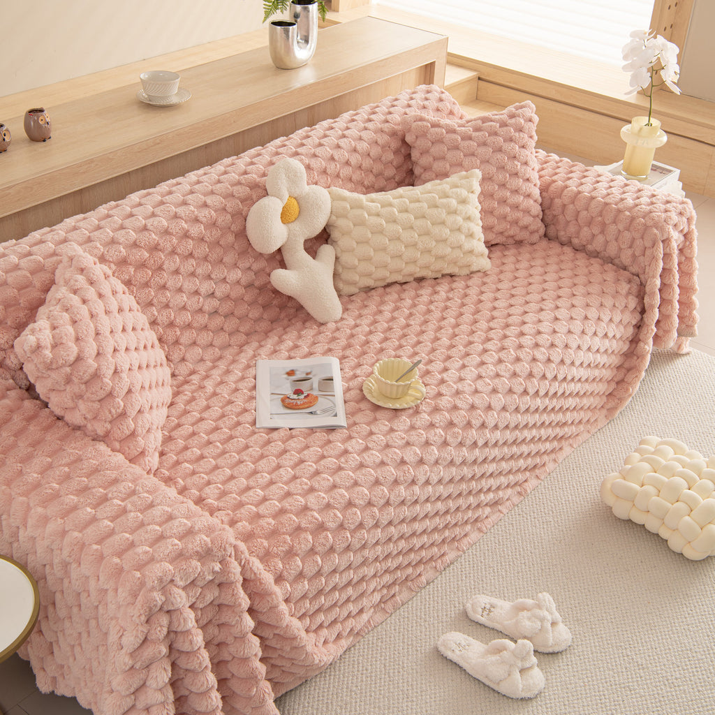 Thick Plush Faux Fur Couch Cover Blanket Warm Fuzzy Blanket Couch Protector for Winter