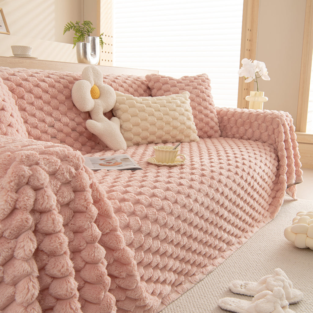 Thick Plush Faux Fur Couch Cover Blanket Warm Fuzzy Blanket Couch Protector for Winter