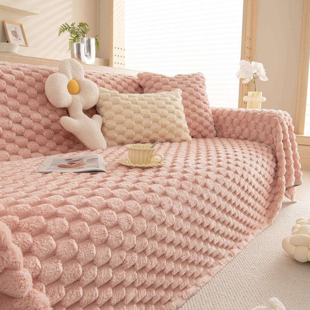 Thick Plush Faux Fur Couch Cover Blanket Warm Fuzzy Blanket Couch Protector for Winter