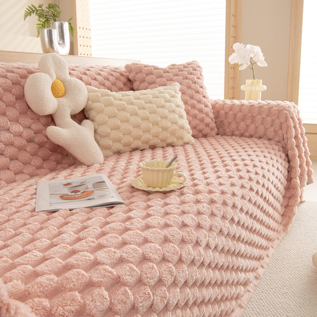 Thick Plush Faux Fur Couch Cover Blanket Warm Fuzzy Blanket Couch Protector for Winter