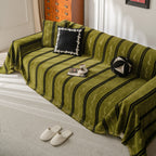 Boho Couch Throw Blanket with Textured Stripes, Sofa Cover for Living Room Decor