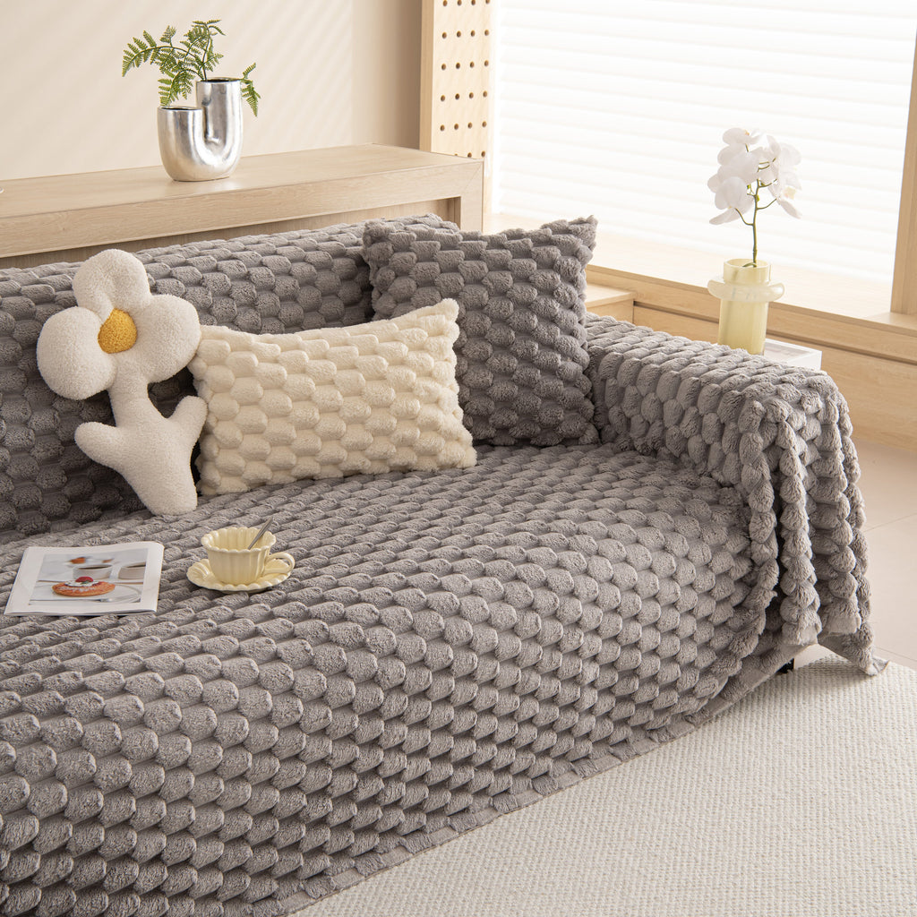 Thick Plush Faux Fur Couch Cover Blanket Warm Fuzzy Blanket Couch Protector for Winter