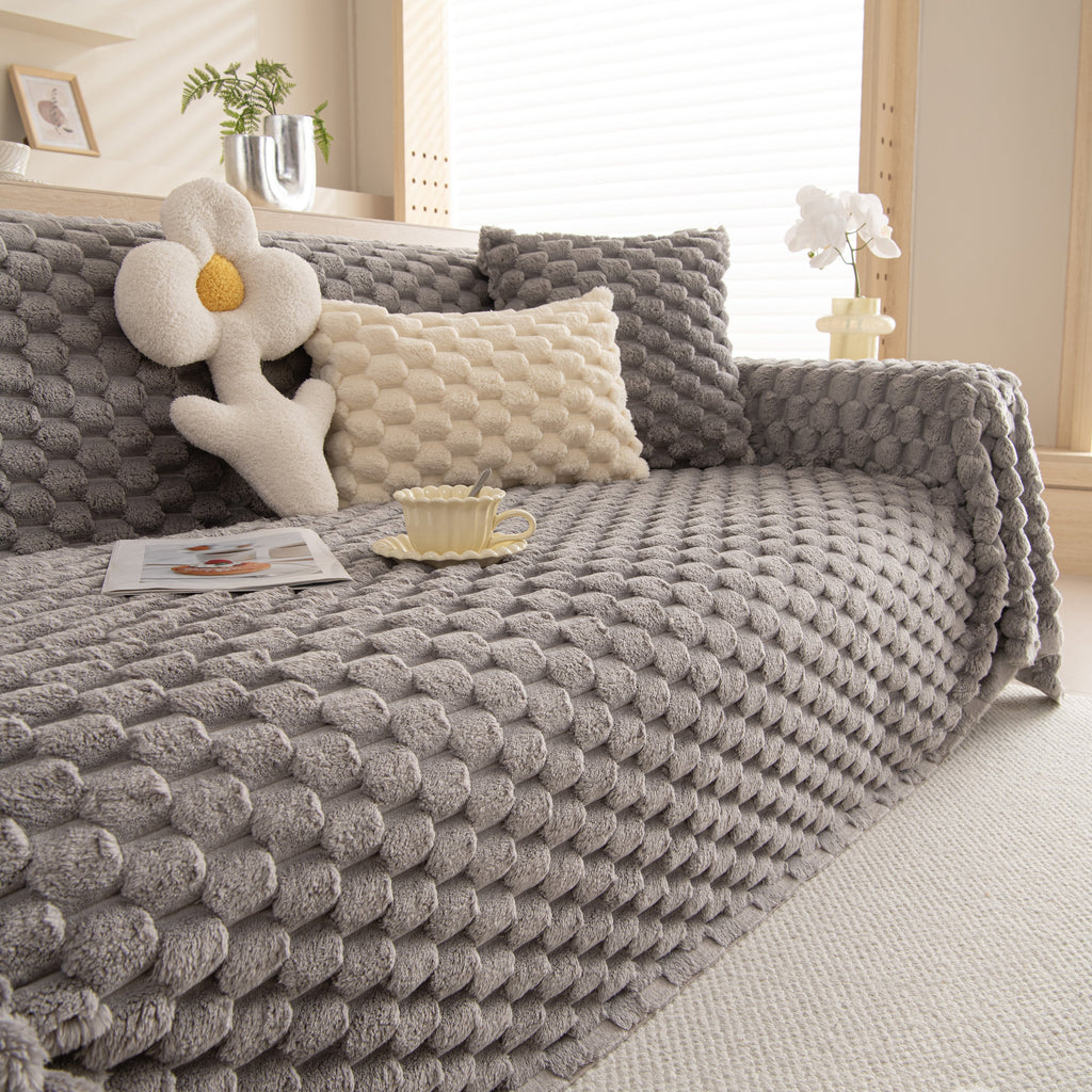 Thick Plush Faux Fur Couch Cover Blanket Warm Fuzzy Blanket Couch Protector for Winter