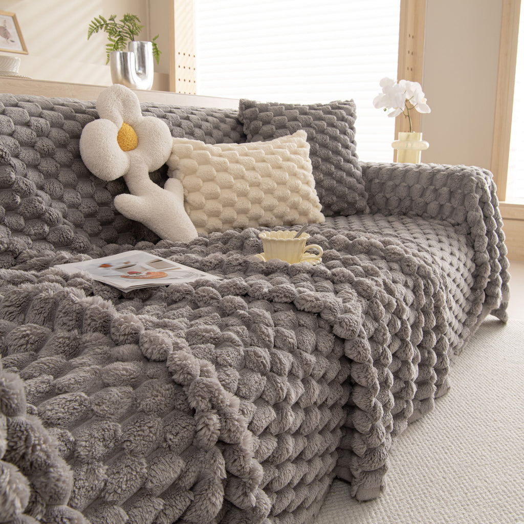 Thick Plush Faux Fur Couch Cover Blanket Warm Fuzzy Blanket Couch Protector for Winter