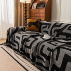 Modern Boho Chenille Sofa Cover Throw Blanket, Abstract Geometric Pattern Couch Cover