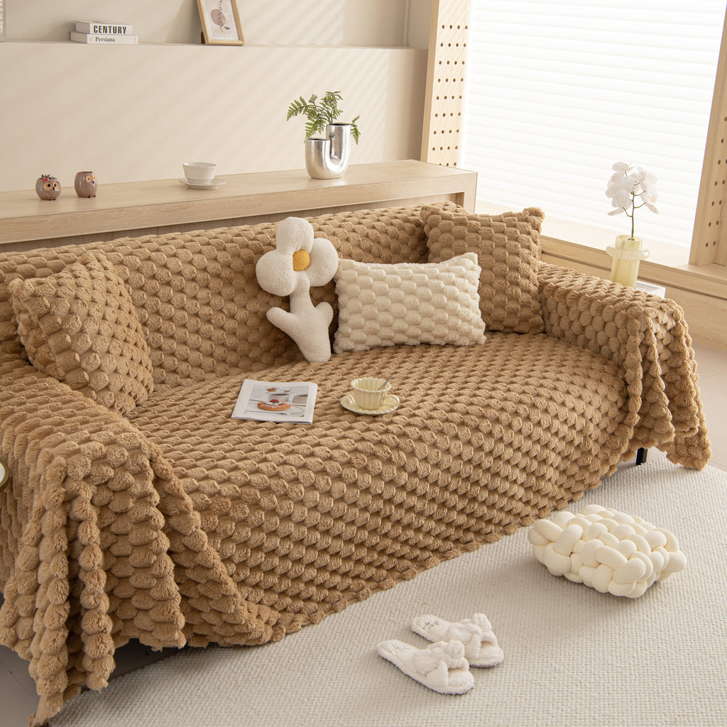 Thick Plush Faux Fur Couch Cover Blanket Warm Fuzzy Blanket Couch Protector for Winter