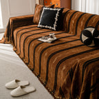 Boho Couch Throw Blanket with Textured Stripes, Sofa Cover for Living Room Decor